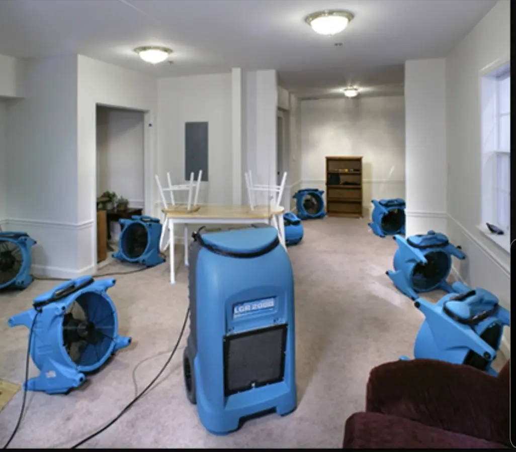 Air movers and dehumidifier setup for Water Extraction & Removal in Heathrow